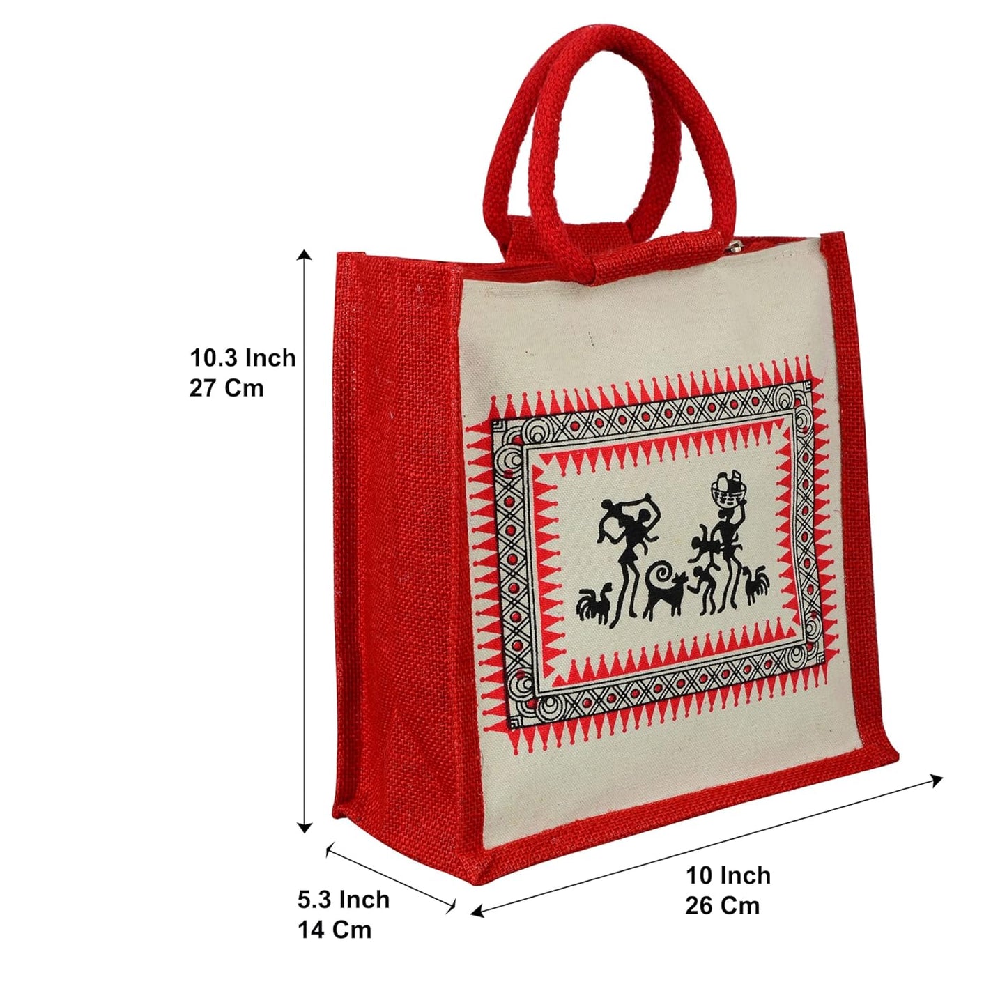 Multipurpose Reusable Warli Canvas Jute Shopping Tote Bags | Eco-Friendly Ugarwadi Design Shopping Grocery Gift Bag with Handle for Men and Women | Multicolor