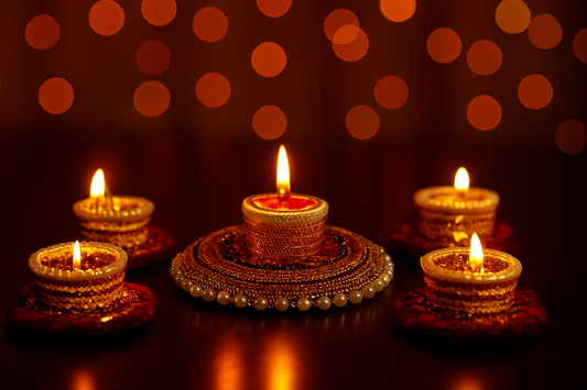 Home Decorative Rangoli & Diya Set | Corporate Gift, Diwali Gift, Diya for Puja Home Decoration Light Diya, Christmas Candle, Lighting, New Year Candle Set of 6