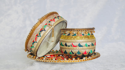Karwa Chauth Pooja Thali Set with Plate, Chalni, Lota